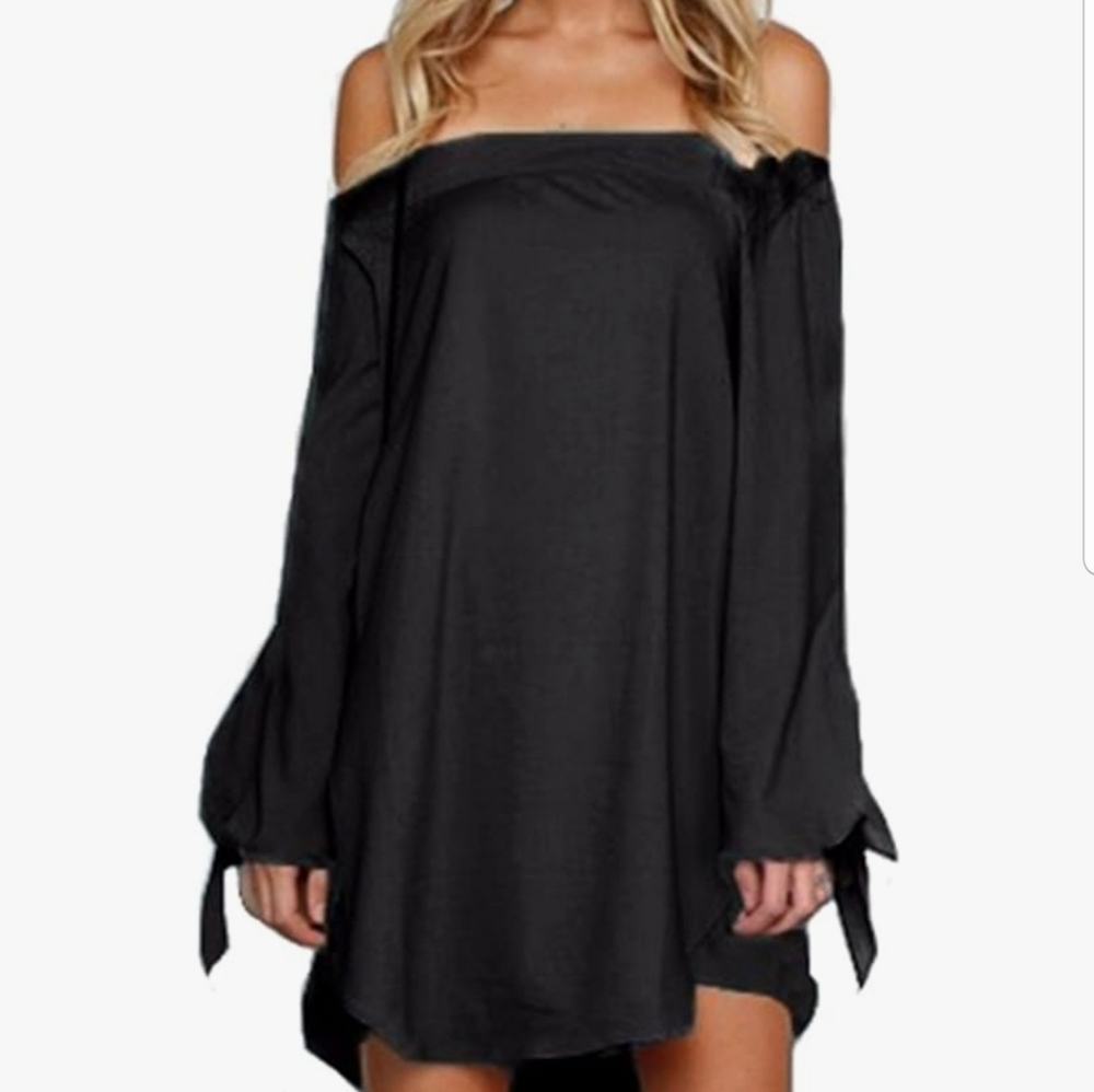 Off the shoulder black dress